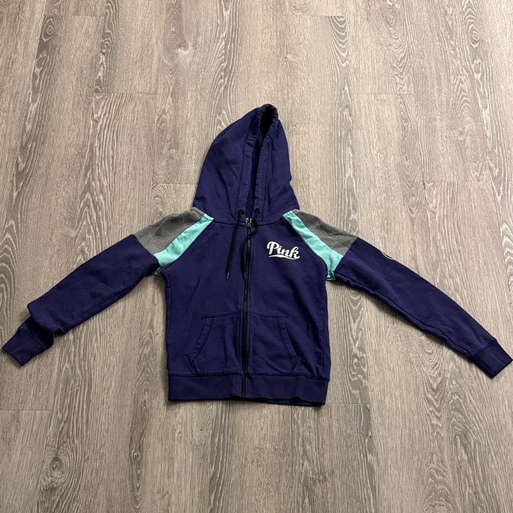 PINK Victoria's Secret Hoodie in Purple-ish with Gray and Aqua Accents